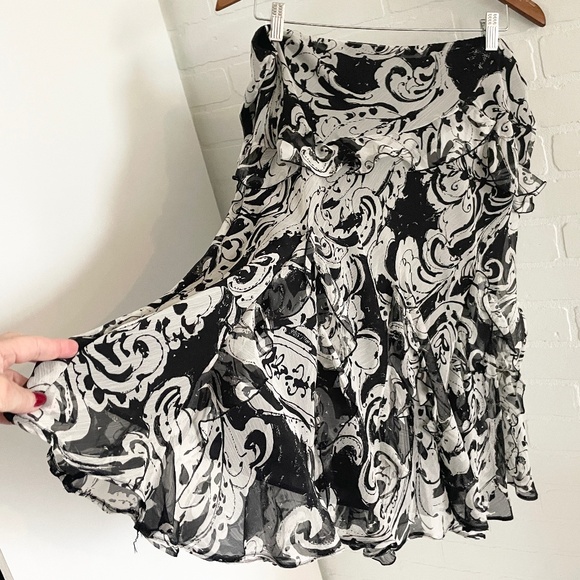Lauren Ralph Lauren Y2K Skirt Hankerchief Chiffon Flowy Fairy Paisley print L - Picture 2 of 12